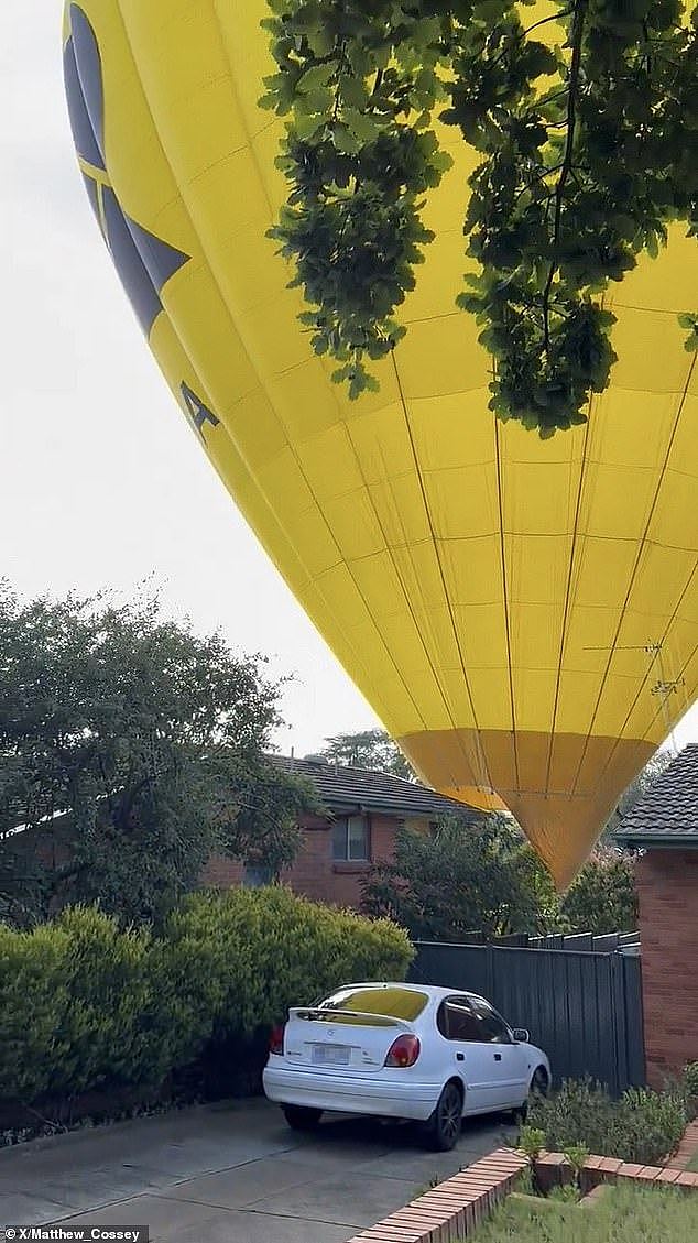 ACT police said the balloon caused minor damage to three properties as it was forced to land in the Canberra suburbs