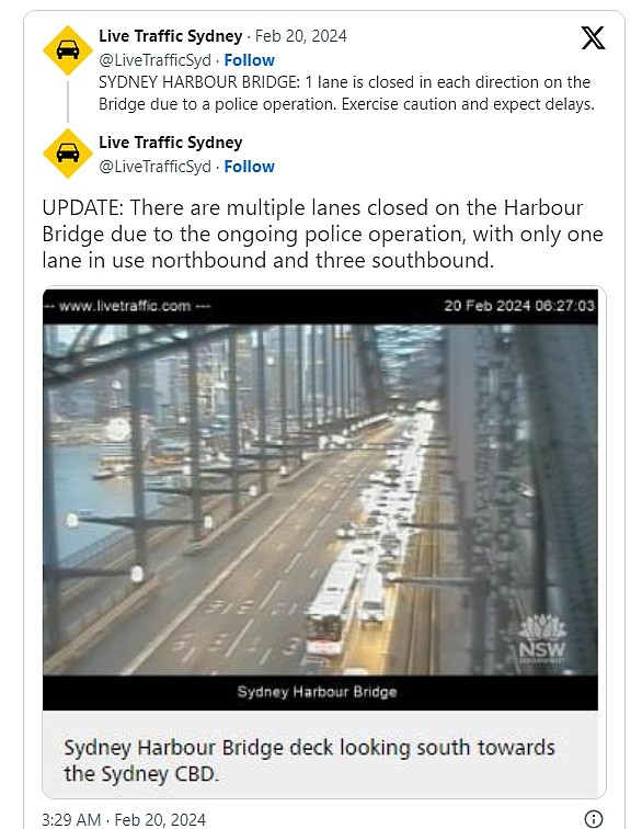 警方展开行动，悉尼海港大桥交通受阻！车龙绵延数公里，公交车也延误（组图） - 4