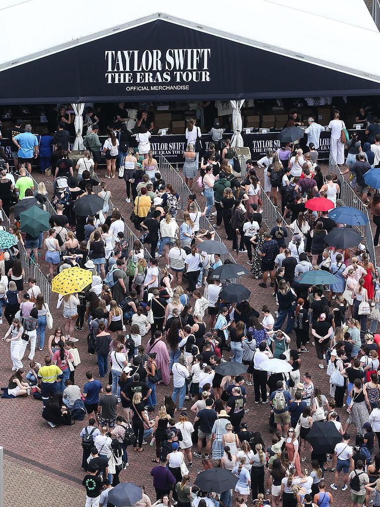 Taylor Swift flocked to Homebush on Wednesday for the opening of merchandise stands. Picture: NCA NewsWire / Gaye Gerard