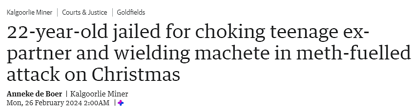 手掐未成年伴侣，持刀追砍“丈母娘”！西澳22岁男子圣诞节“发狂”，领刑一年九个月（图） - 1