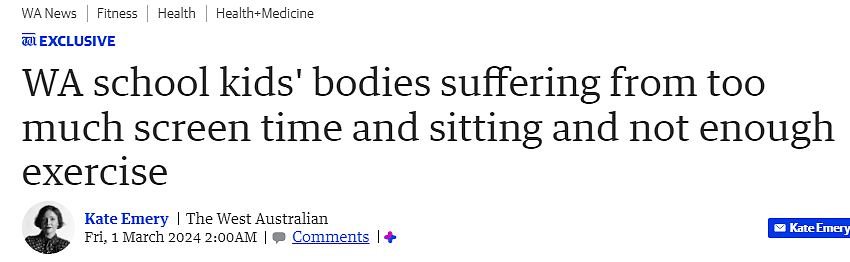 屏幕使用时间过度、久坐、缺乏运动！西澳孩子的身体，正在被摧毁（组图） - 1