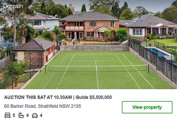 悉尼房拍火热！带网球场住宅竞争激烈，最终$565万成交（组图） - 2