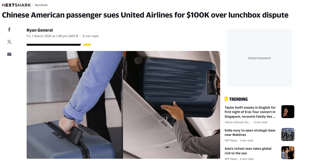 华裔乘客被赶下飞机，竟因1个午餐盒纠纷！他怒斥“空乘种族歧视，对待白人不一样”（组图） - 1
