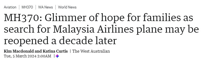 时隔10年，马航MH370或重启搜寻！珀斯遗孀讲述10年地狱生活，“只想要一个答案”（组图） - 1