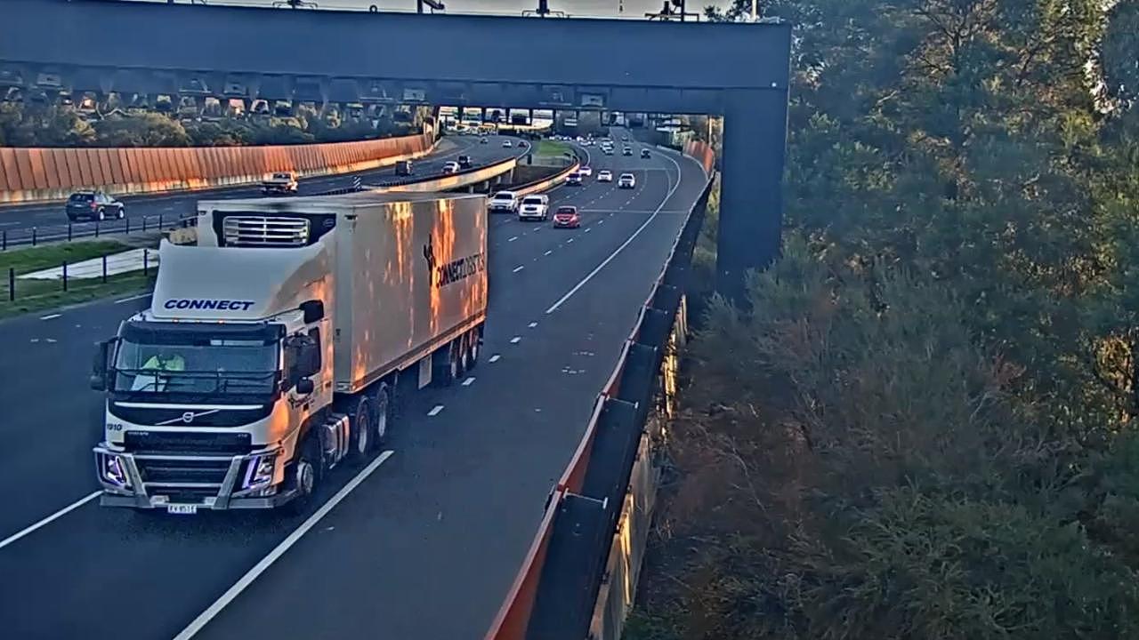 CCTV footage captured Singh drifting across lanes minutes before the Eastern Freeway truck tragedy. Picture: Supreme Court of Victoria via NCA NewsWire