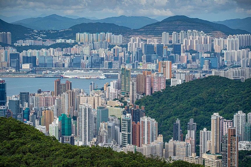 Hong Kong's skyline from a high viewpoint.