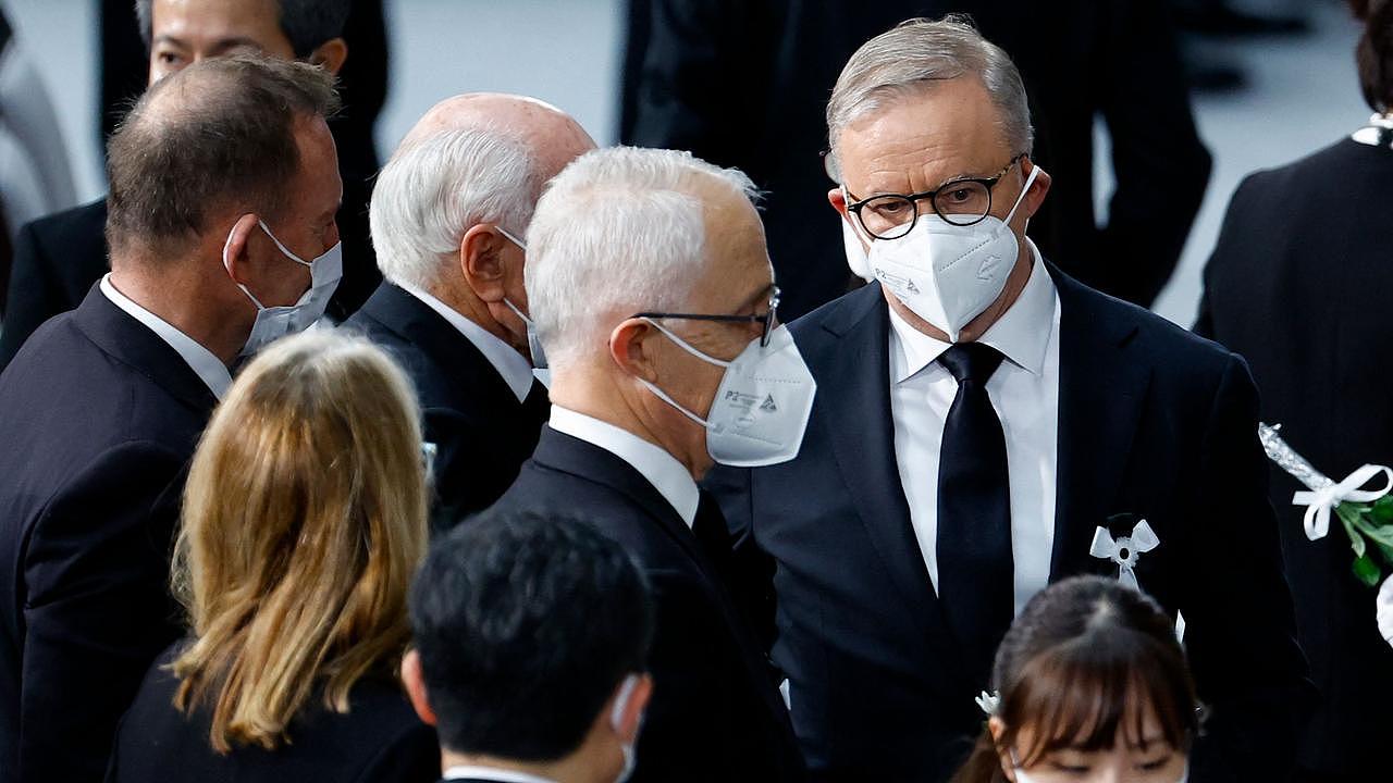 Australia's Prime Minister Anthony Albanese attends the state funeral for Japan's former prime minister Shinzo Abe with John Howard, Tony Abbott and Malcolm Turnbull.