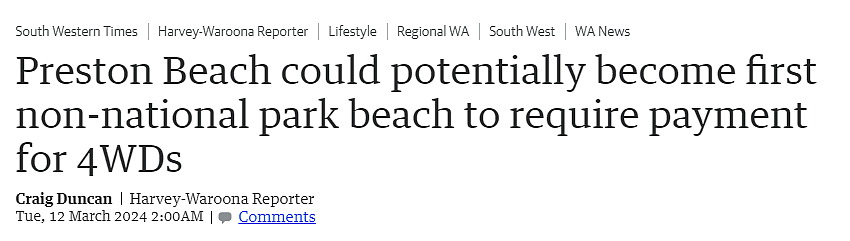 西澳首例！热门海滩开始收费，驾车进入要付钱，政府：都是游客太多惹的祸（图） - 1