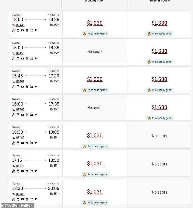 Qantas economy tickets to Melbourne are currently in excess of $1000