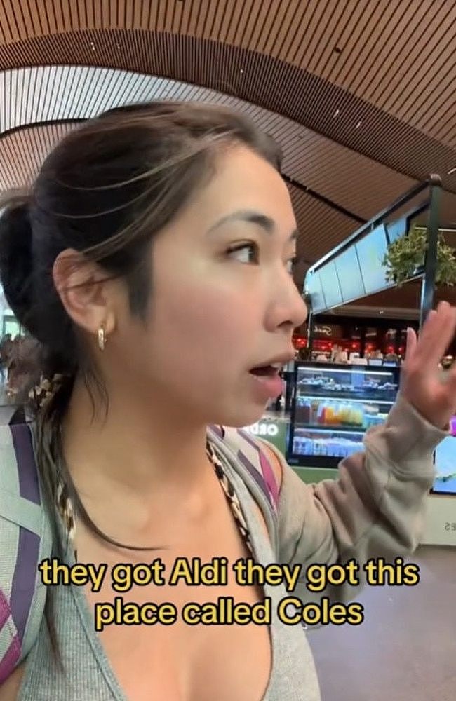She also couldn’t believe how ‘crazy’ Aussie shopping centres are in general. Picture: TikTok/beefystuu