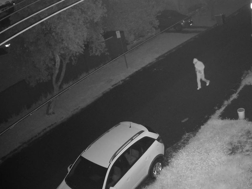 A still of CCTV vision released by police as part of an appeal into a suspicious house fire at Ogmore Cct, Bankstown in September 2022.