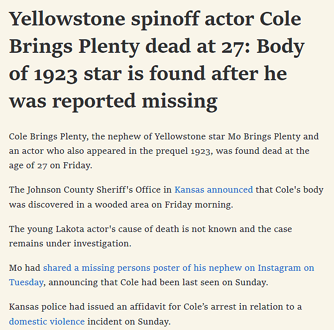 美国演员科尔失踪后死在林中，年仅27岁，警方正在调查死因（组图） - 4