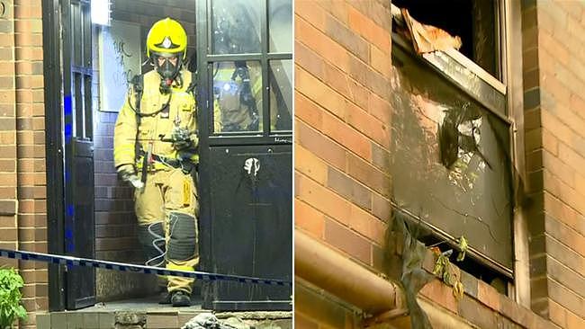Apartment residents have hosed down a neighbour who was on fire in a suspected arson attack in inner Sydney. 