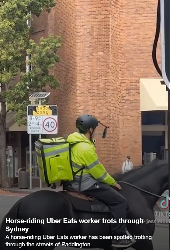 看呆路人！悉尼Uber Eats小哥骑马送餐，视频爆红引全网热议（视频/图） - 2