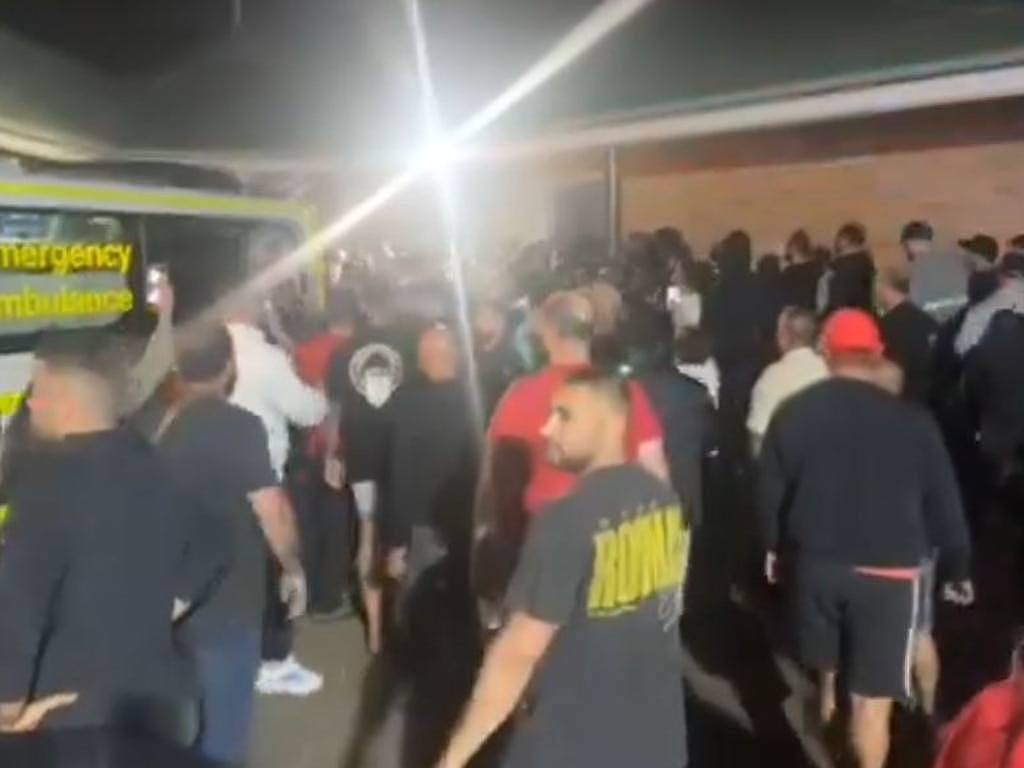 Angry crowds gathered in southwestern Sydney following the stabbing attack.