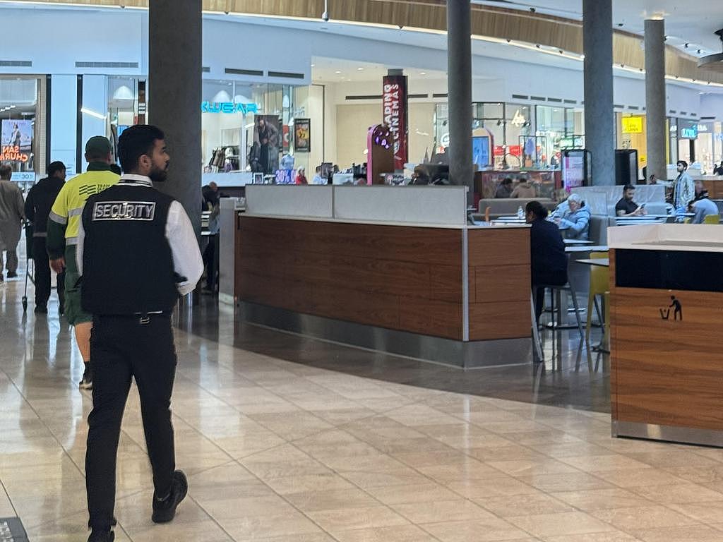Additional security has been deployed to Woodgrove Shopping Centre in Melton after a group of machete-wielding men became involved in a bloodied brawl. Picture: Regan Hodge