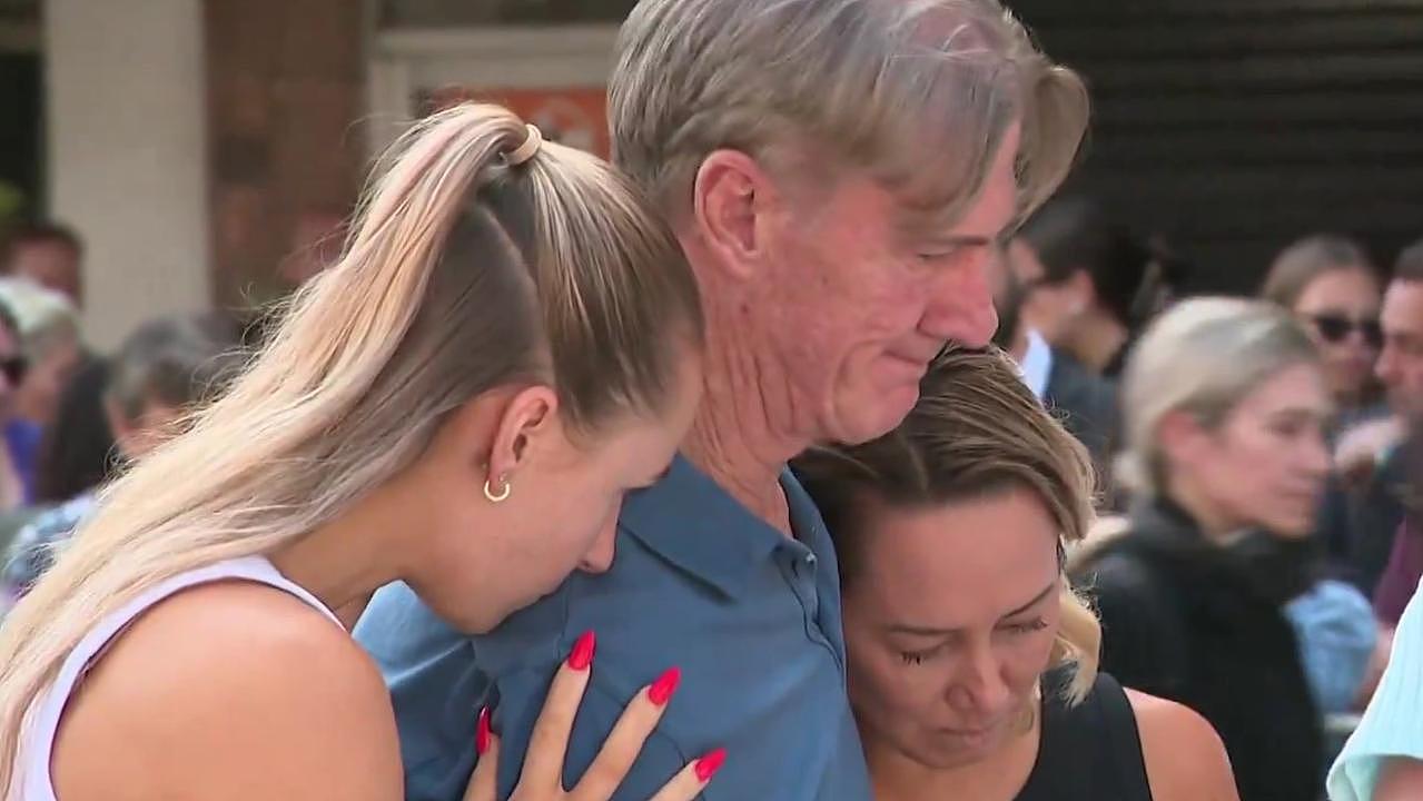 Emotions were on display at the memorial. Picture: 9 News