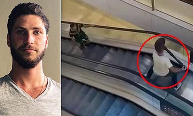 Damien Guerot (pictured) earned the nickname 'Bollard Man' after a viral video showed him bravely confronting stabber Joel Cauchi on an escalator
