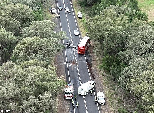 None of the passengers in the bus that the car veered into were critically injured, though eight have been transferred to Dubbo Base Hospital