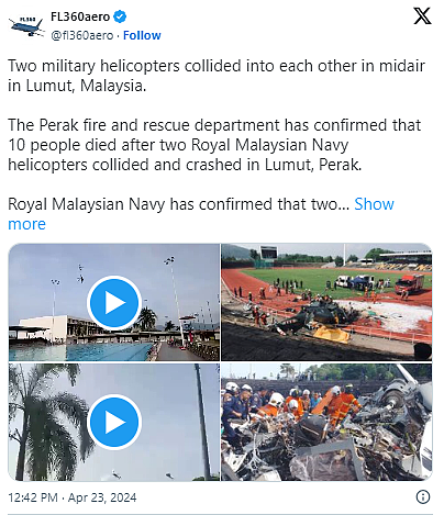 马来西亚2直升机相撞，现场影片定格恐怖一刻！海军证实10人罹难（视频/组图） - 5