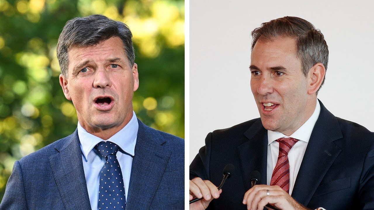 While Treasurer Jim Chalmers (left) has pointed to the pending relief via the stage three tax cuts, his opposition counterpart Angus Taylor (right) said the rise in income taxes to date had resulted in dwindling living standards. Picture: NCA NewsWire