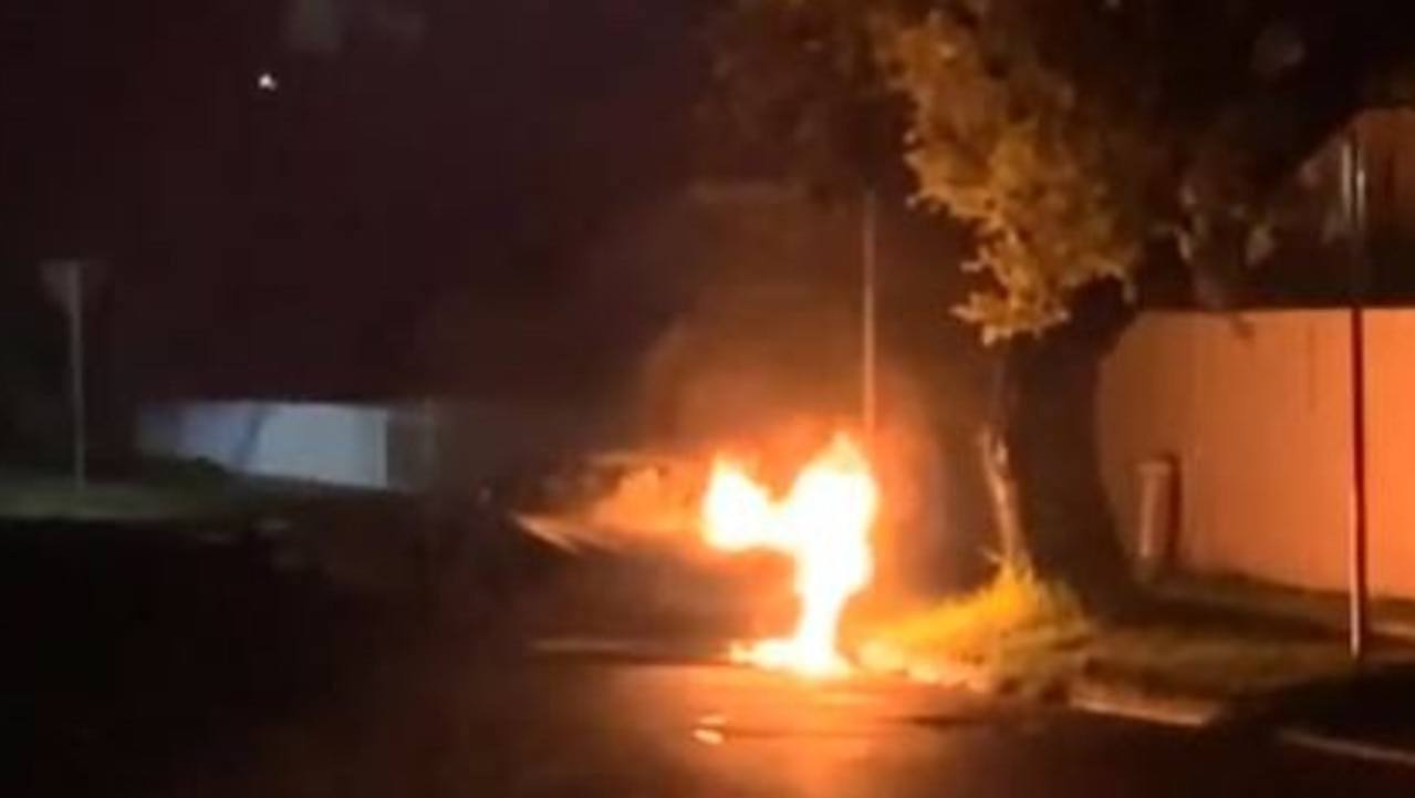 The car caught fire around 11pm on Friday. Picture: Tim Hunter