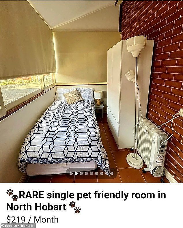 A small room in a share house was listed online to rent for $219 per week