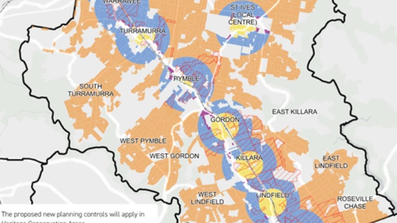 A map showing in blue impacted by the NSW planning changes.