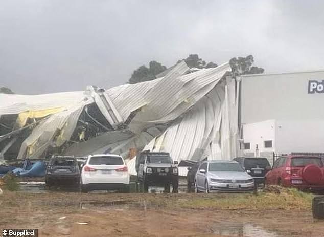Dozens of kids were inside the Bunbury Police and Community Youth Centre, south of Perth, when the storm hit on Friday afternoon