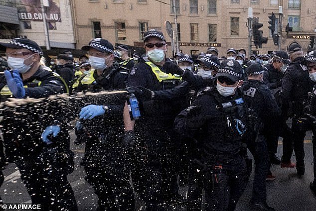Victoria had some of the world's strictest lockdown conditions during the pandemic, including that people could only move within a 5km area of their home for shopping or exercise, and the banning of public and private gatherings. An anti-lockdown protest in Melbourne is pictured