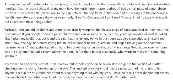 华裔租客发现房门口贴着“诡异”神符，刚搬进去的晚上，奇怪的事情就发生了...（组图） - 2