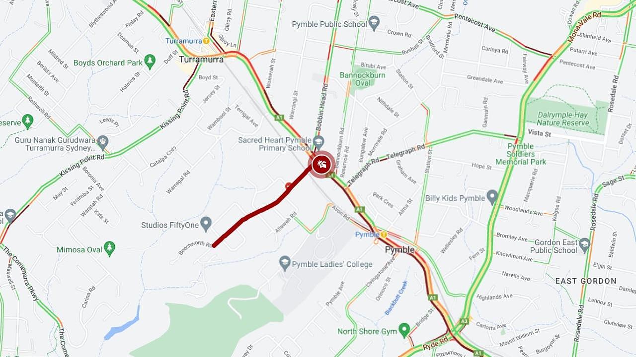 Motorists have been hit with significant delays in Pymble after a pedestrian was fatally struck by a van. Picture: Live Traffic