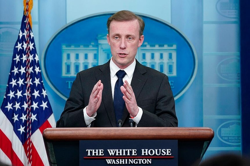 White House national security adviser Jake Sullivan speaks during the daily briefing