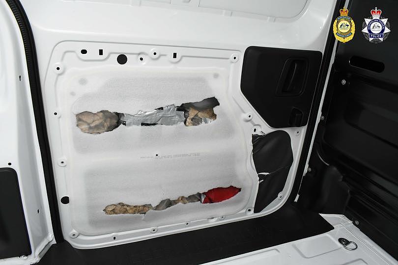 Police said the drugs were hidden inside the panels of the sliding doors of the vehicles, which were destined for NSW.