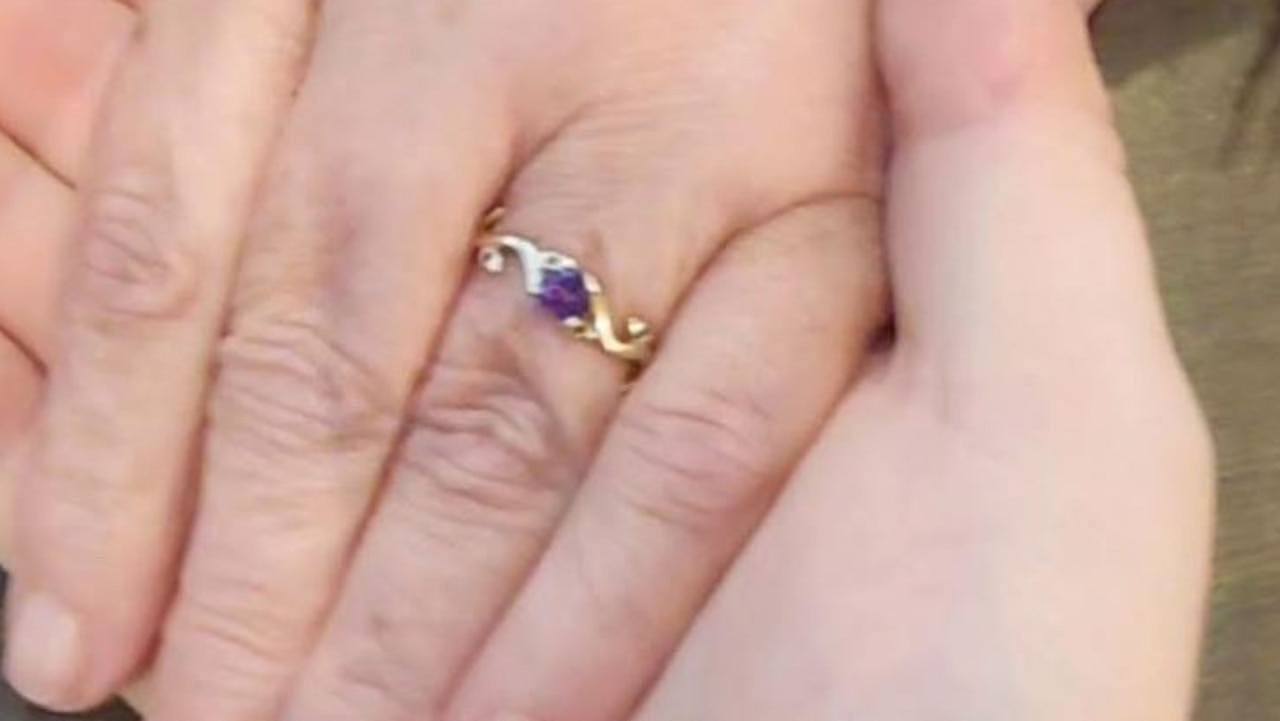 The bespoke engagement ring Cory Barefield, 27, used to propose to his fiance, 59-year-old Liz Burton.