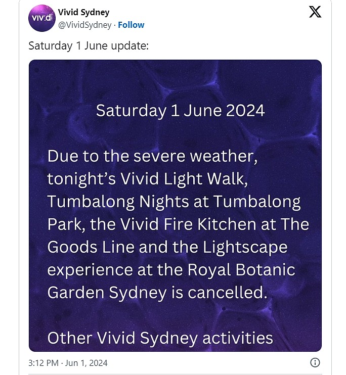 受恶劣天气影响，Vivid Sydney部分活动被迫取消！小心别跑空（组图） - 3