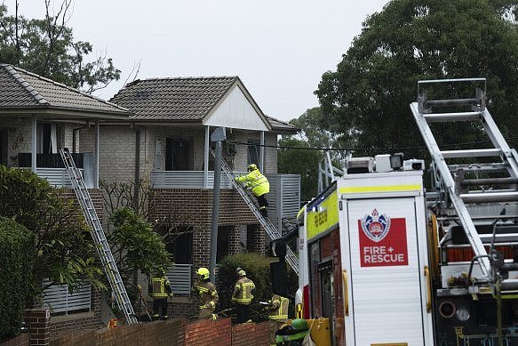 Emergency services at the scene of a house explosion on Waikanda Crescent, Whalan., in Sydney’s west.
