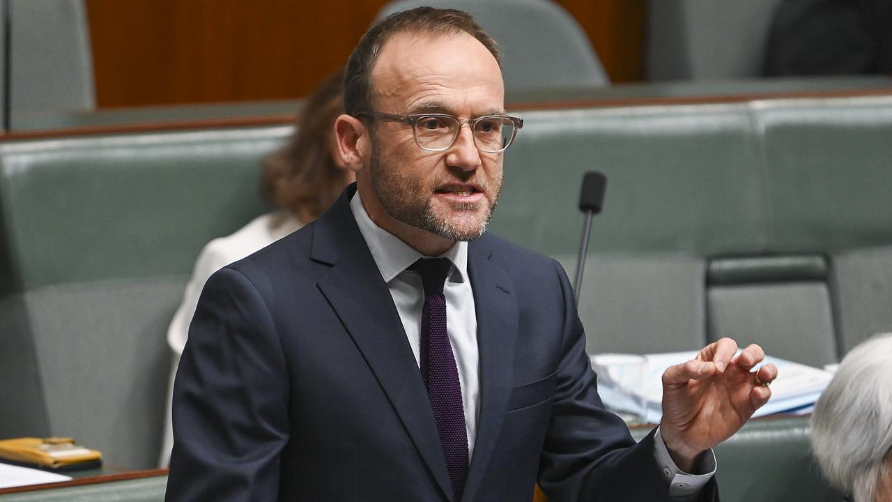 Greens leader Adam Bandt tried to respond to the PM’s attack. Picture: NewsWire / Martin Ollman