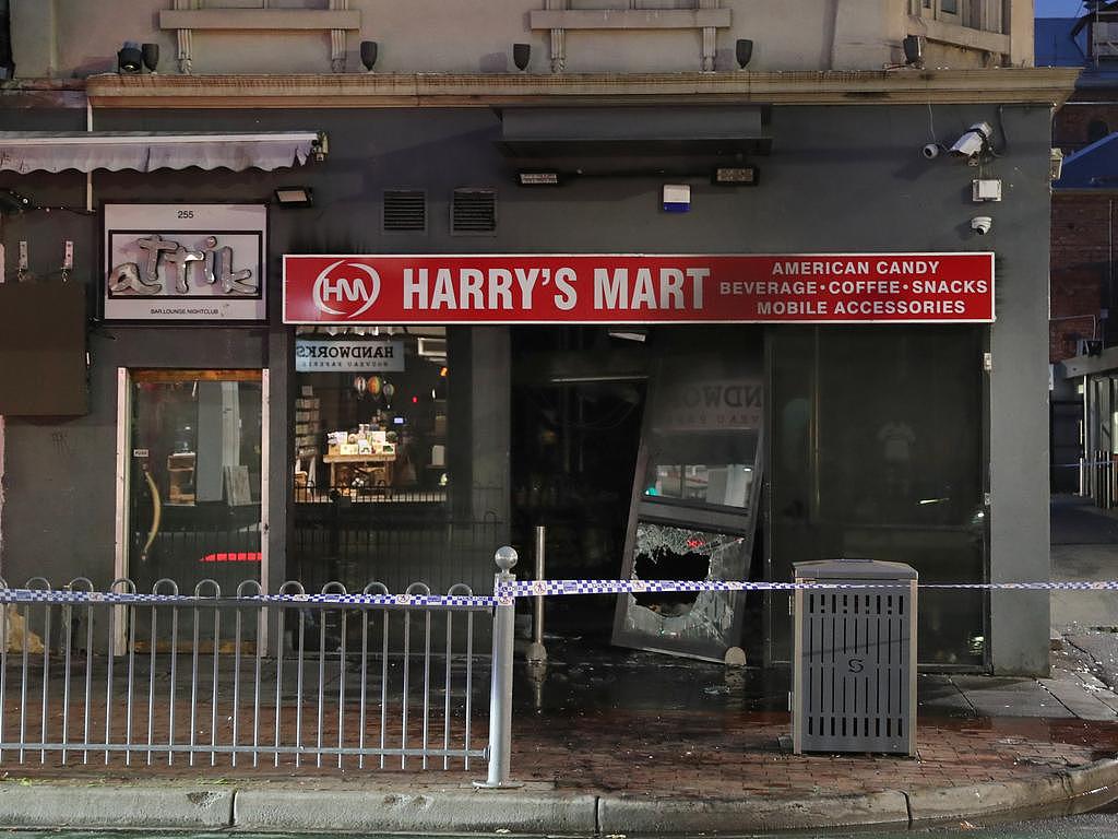 The burnt out Harry’s Mart on Chapel St. Picture: David Crosling