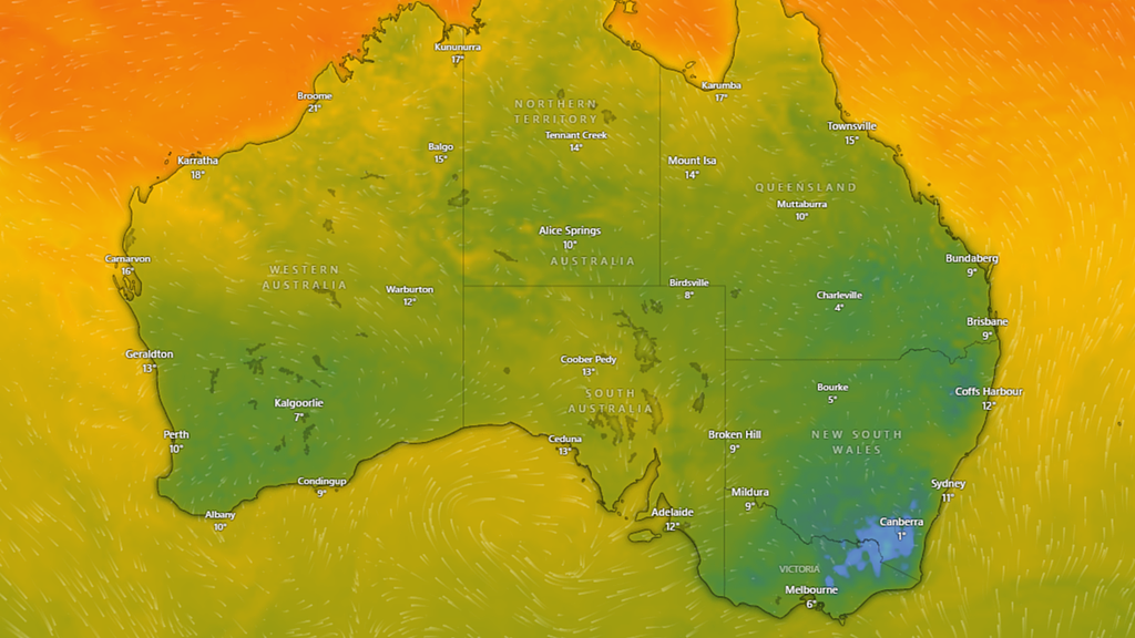 冬天真的来了！澳洲多地气温骤降至个位数，一地料跌破零度（图） - 2