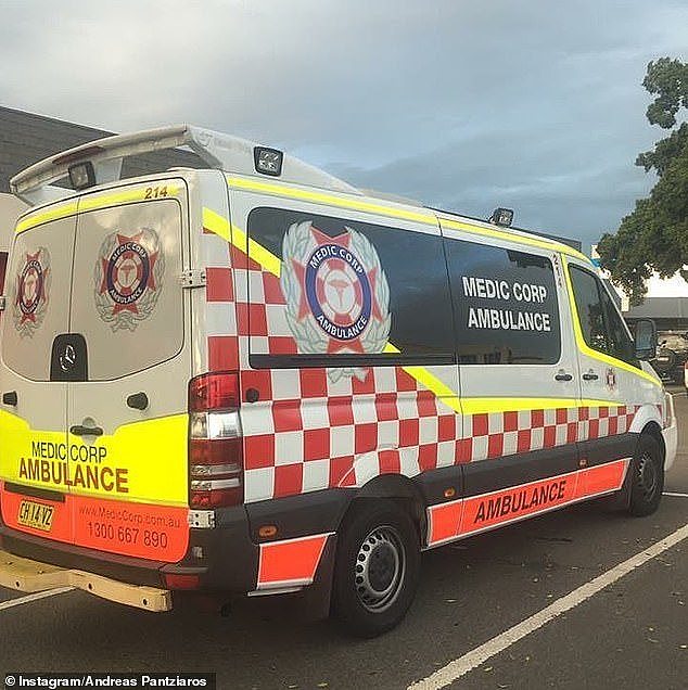 Pictured: Pantziaros' fake ambulance he used as part of his Medic Corp business
