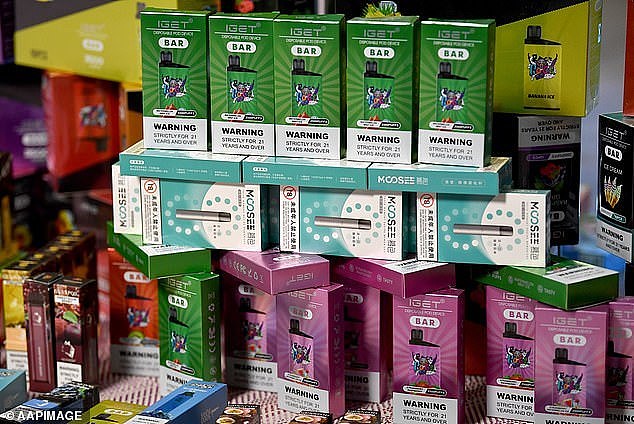The federal government has banned the importation and sale of single-use disposable vapes (pictured) in Australia