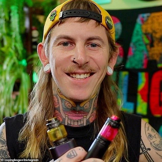 Aussie YouTuber Samuel Parsons, better known online as the Vaping Bogan (pictured), will move permanently to the UK with his young family to escape Australia's strict anti-vape laws