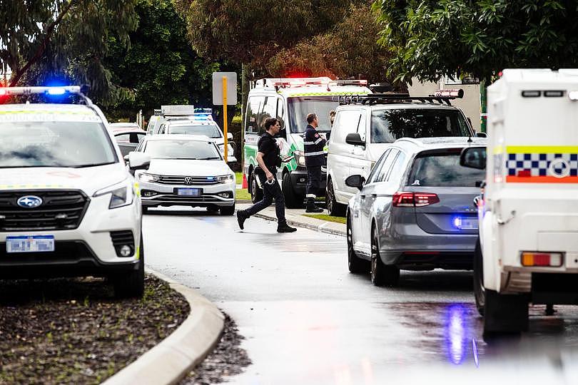The scene on Francis St in Karrinyup where two people are believed to have suffered stab wounds.