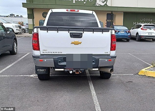 Photos of the 'truckzillas' spilling over parking spaces in Australia have circulated on Reddit