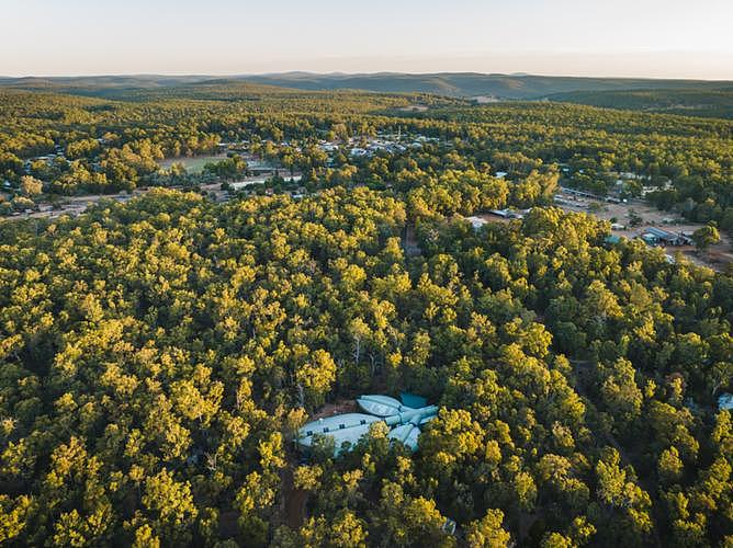 Aerial view of Dwellingup's Forest Disover Centre.