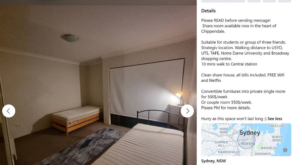 悉尼租赁危机加剧！市场涌现“共享房间床位”，周租金高达$250（组图） - 2