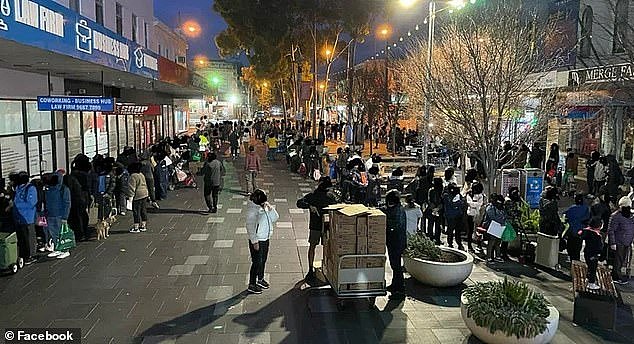 Hundreds of Aussies lining up in large queues (pictured) for hot meals and basic necessities, has exposed the dire state of the cost-of-living crisis with charities unable to keep up with demand