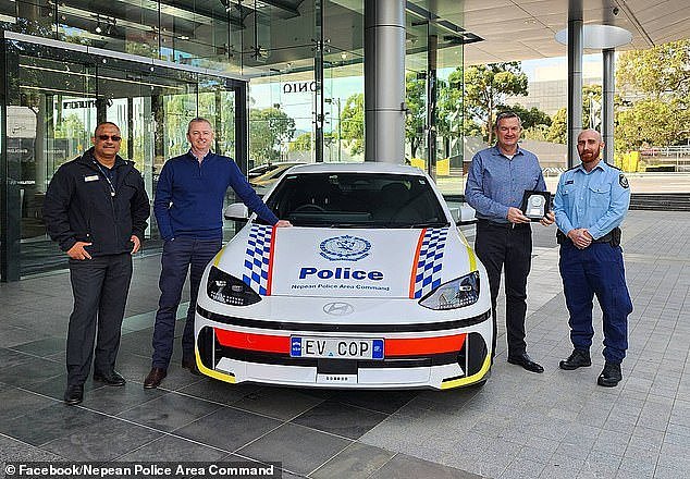 A Hyundai Ioniq 6 electric sedan has joined New South Wales Nepean Police Area Command’s vehicle fleet for use in their Crime Prevent Unit (pictured)