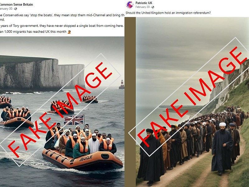 ai images of Muslims entering the UK by boat and land